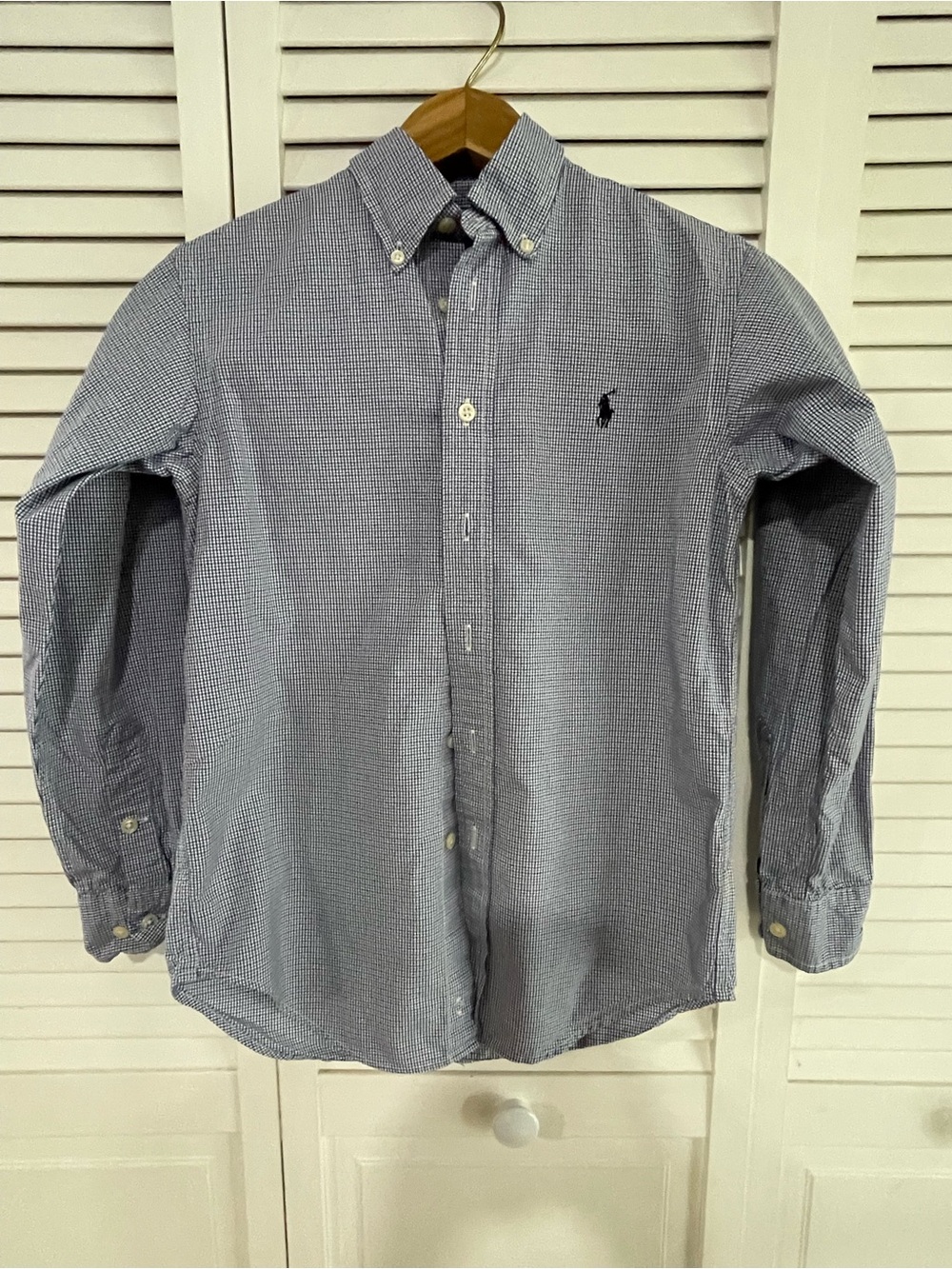Ralph Lauren Navy & White Micro-Check Button-Down Shirt